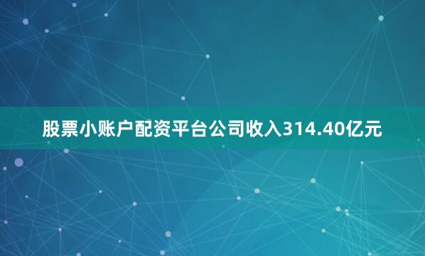 股票小账户配资平台公司收入314.40亿元