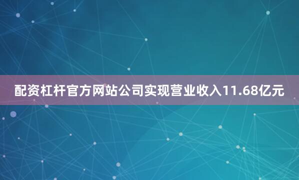 配资杠杆官方网站公司实现营业收入11.68亿元